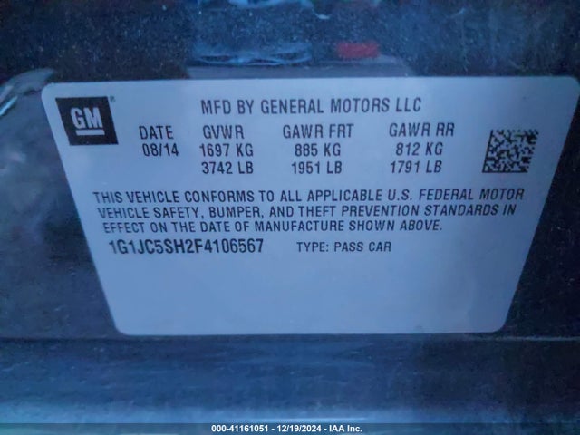 Chevrolet Sonic Lt Auto 2015 1G1JC5SH2F4106567 Image 9