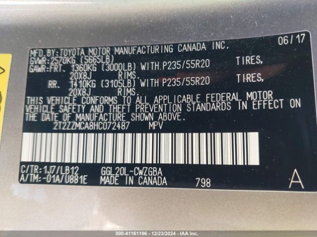 2T2ZZMCA8HC072487 Lexus RX 350