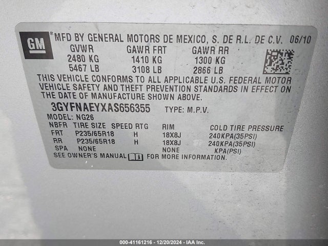 2010 CADILLAC SRX 3GYFNAEYXAS656355 Photo 8