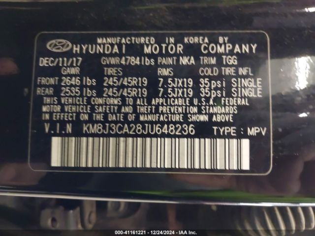 KM8J3CA28JU648236 Hyundai Tucson Value