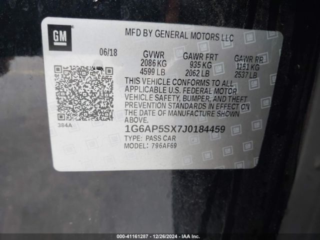 1G6AP5SX7J0184459 Cadillac Cts Standard