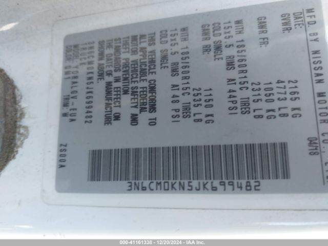 3N6CM0KN5JK699482 Nissan NV200 SV