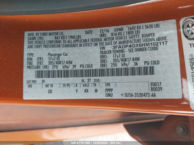 Ford FIESTA ST 2017 3FADP4GX6HM102117 Image 9