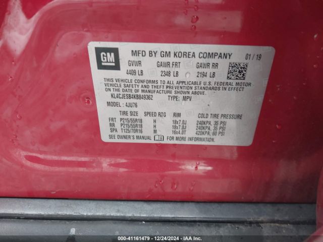 KL4CJESB4KB849362 Buick Encore Awd Preferred