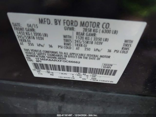 1FM5K8ARXFGC66682 Ford Police Interceptor