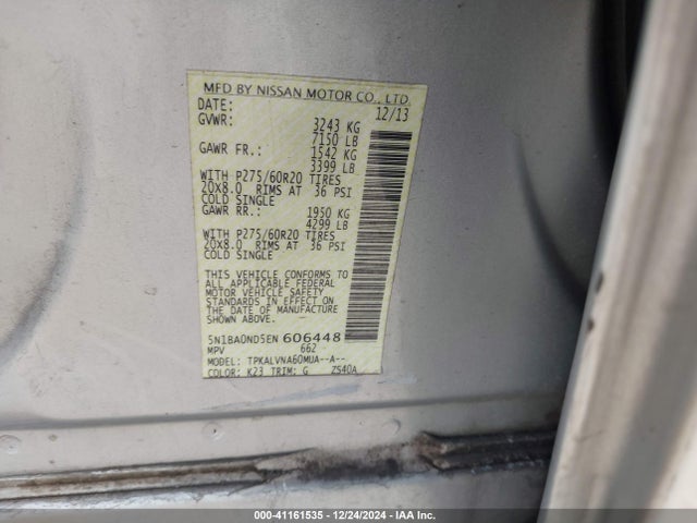 5N1BA0ND5EN606448 Nissan Armada Platinum/sl/sv