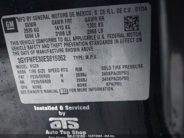 3GYFNFE30ES615062 Cadillac Srx Performance Collection