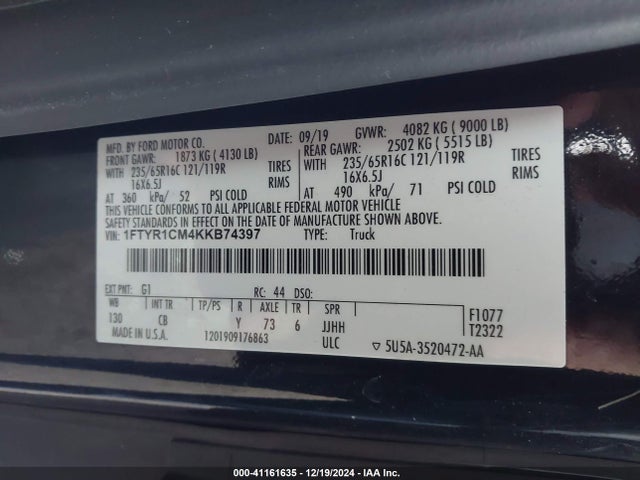 Ford Transit-250 2019 1FTYR1CM4KKB74397 Image 9