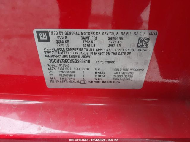 3GCUKRECXEG269810 Chevrolet Silverado 1500 Lt