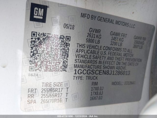 1GCGSCEN8J1286013 Chevrolet Colorado Lt