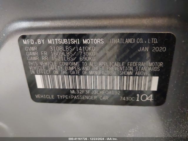 2020 MITSUBISHI MIRAGE G4 ML32F3FJ3LHF08192 Photo 8