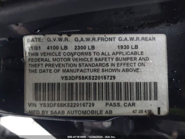 2002 SAAB 9-3 YS3DF58K522016729 Photo 8