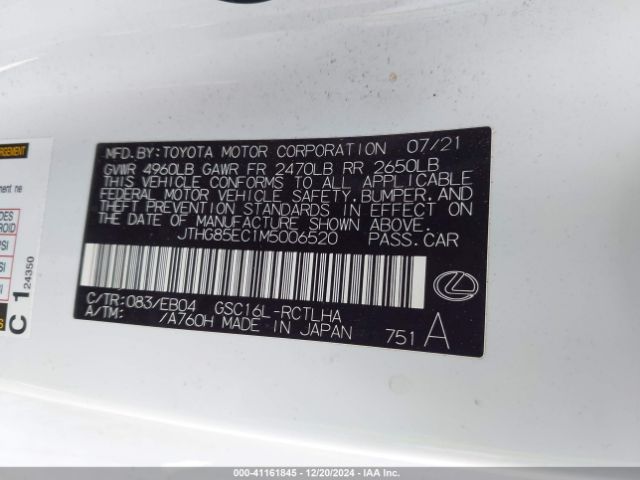 JTHG85EC1M5006520 Lexus Rc 300 F Sport