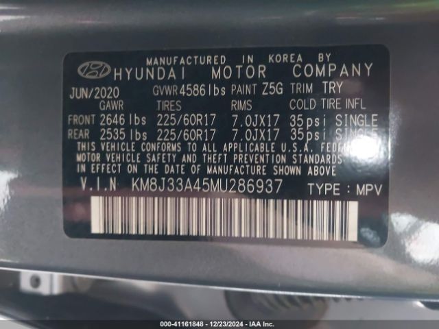 KM8J33A45MU286937 Hyundai Tucson Value
