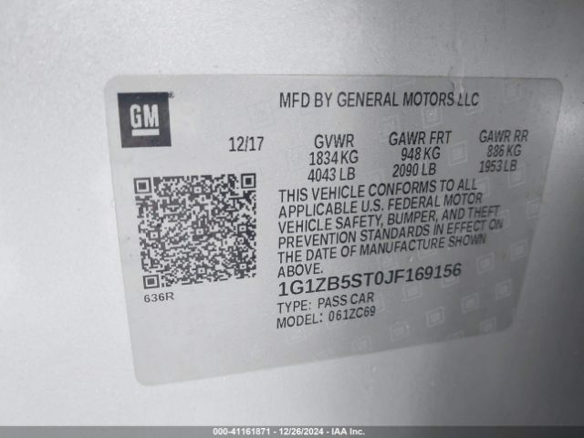 1G1ZB5ST0JF169156 Chevrolet Malibu 1ls