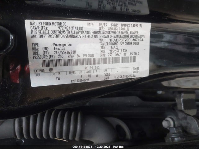 Ford FOCUS SE 2015 1FADP3F20FL367193 Image 9