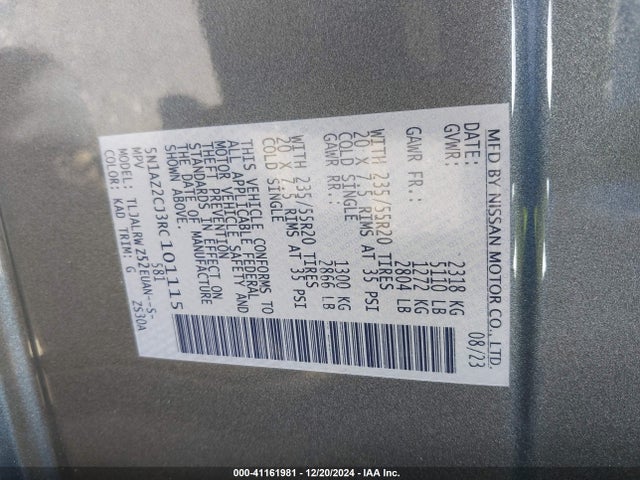 5N1AZ2CJ3RC101115 Nissan Murano Sl Fwd