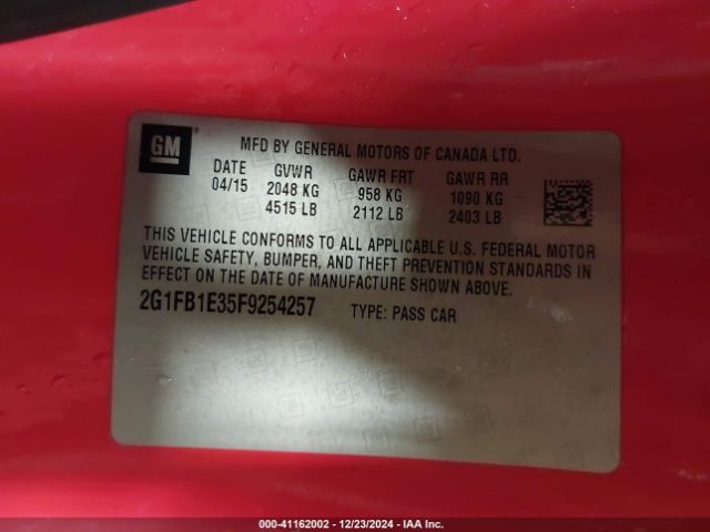 2G1FB1E35F9254257 Chevrolet Camaro 2ls