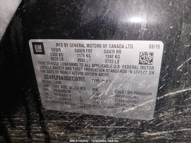 Chevrolet EQUINOX LT 2016 2GNFLFEK0G6139763 Image 9