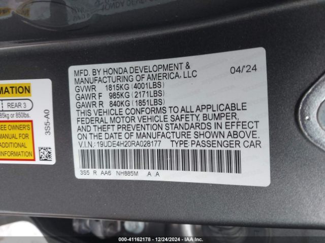 19UDE4H20RA028177 Acura Integra