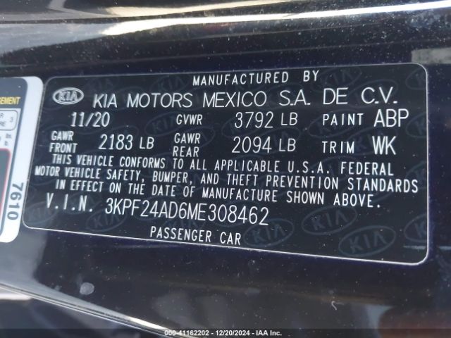 3KPF24AD6ME308462 KIA Forte Lxs