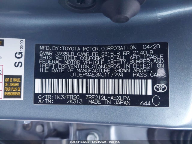 Toyota COROLLA LE 2021 JTDEPMAE3MJ117994 Image 9
