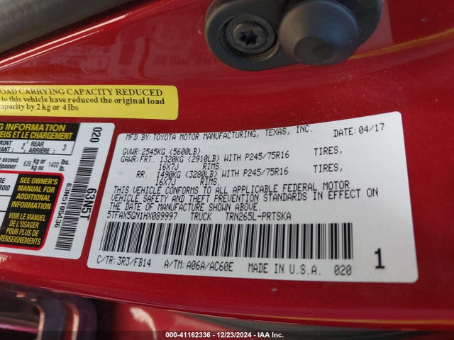 Toyota Tacoma Sr 2017 5TFAX5GN1HX089997 Image 9