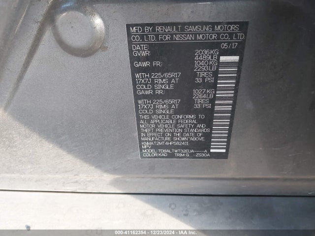 Nissan ROGUE SV 2017 KNMAT2MT4HP582411 Image 9