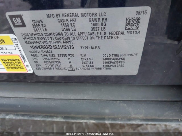 1GNKRGKD4GJ102176 Chevrolet Traverse 1lt