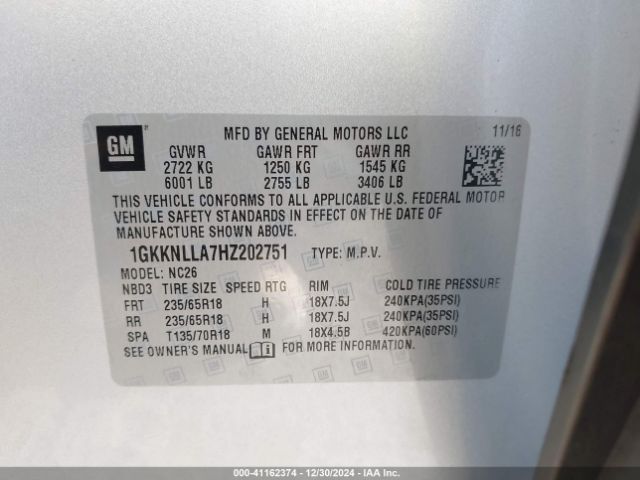 1GKKNLLA7HZ202751 GMC Acadia Sle-2