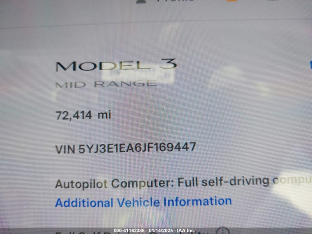 Tesla Model 3 Long Range/mid Range 2018 5YJ3E1EA6JF169447 Image 15