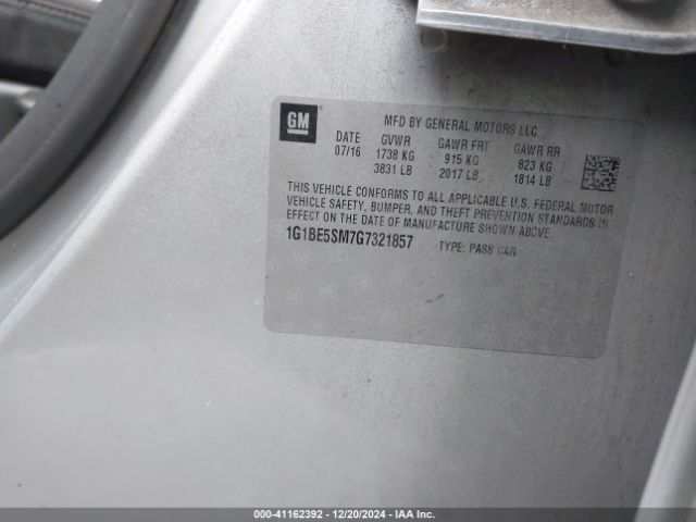 1G1BE5SM7G7321857 Chevrolet Cruze Lt Auto
