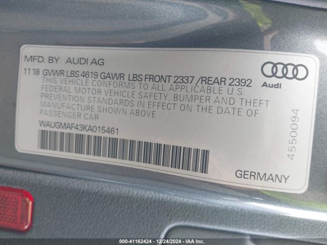 WAUGMAF43KA015461 Audi A4 40 Premium/40 Titanium Premium