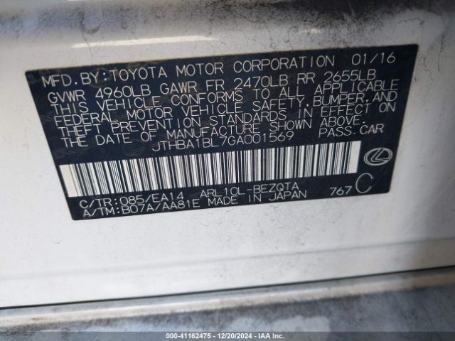 JTHBA1BL7GA001569 Lexus GS 200T