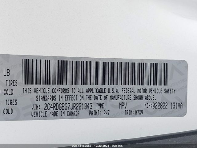 2C4RDGBG7JR221343 Dodge Grand Caravan Se Plus