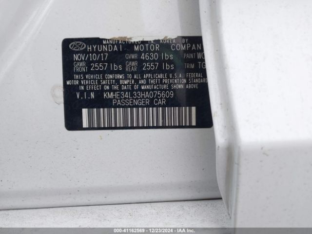 KMHE34L33HA075609 Hyundai Sonata Hybrid Limited