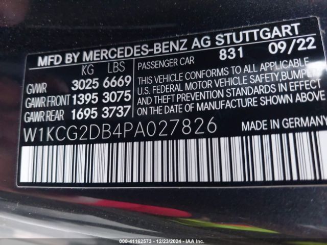 W1KCG2DB4PA027826 Mercedes-Benz EQS 450+