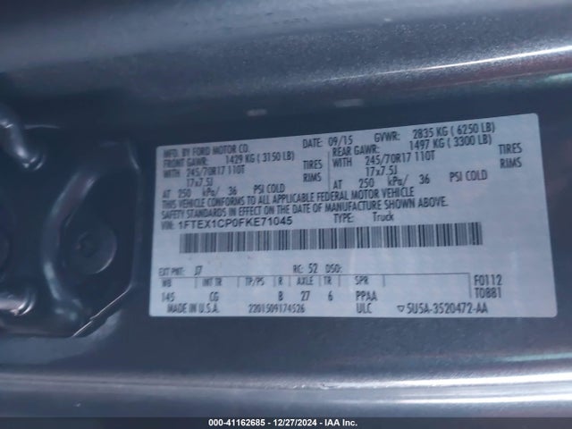Ford F-150 Xl 2015 1FTEX1CP0FKE71045 Image 9
