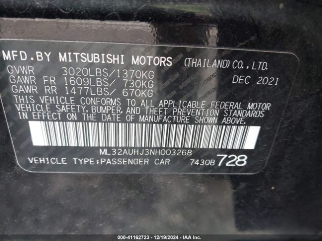 ML32AUHJ3NH003268 Mitsubishi Mirage Es/le