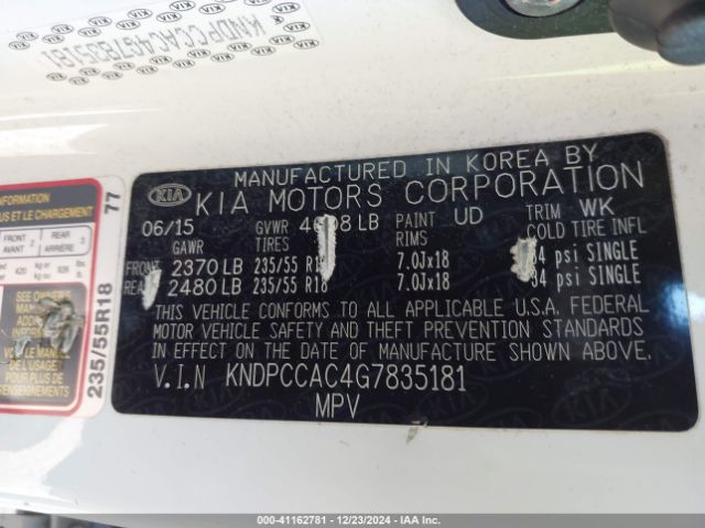 KNDPCCAC4G7835181 KIA Sportage Ex