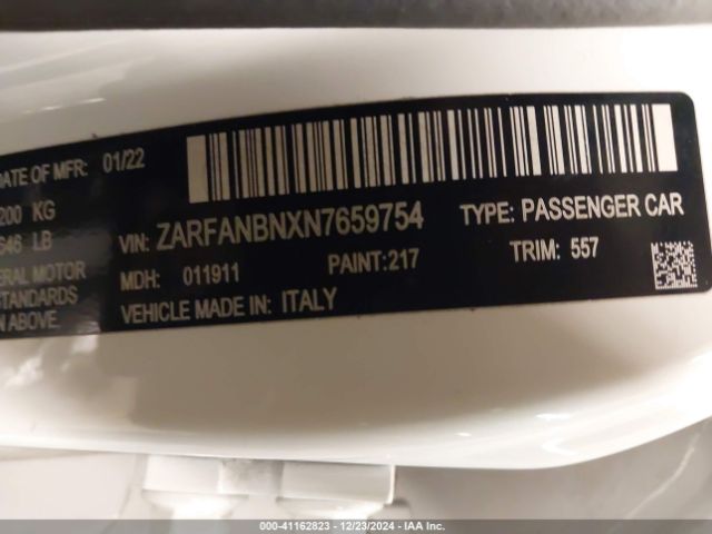 ZARFANBNXN7659754 Alfa Romeo Giulia Veloce Awd