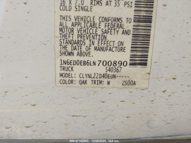 1N6ED0EB6LN700890 Nissan Frontier Sv 4x4