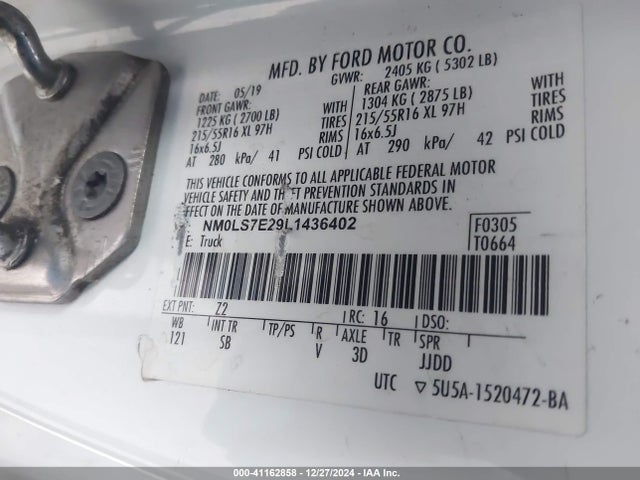 Ford Transit Connect Xl Cargo Van 2020 NM0LS7E29L1436402 Image 9