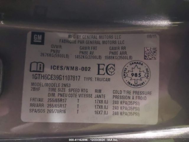 1GTH6CE39G1107817 GMC CANYON SLE