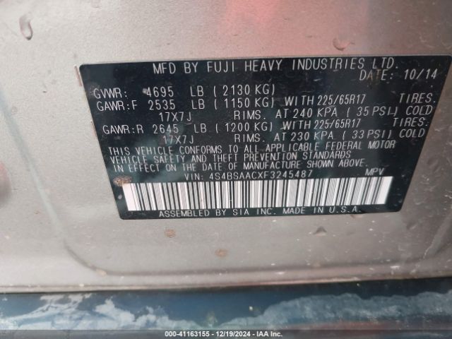 4S4BSAACXF3245487 Subaru Outback 2.5i