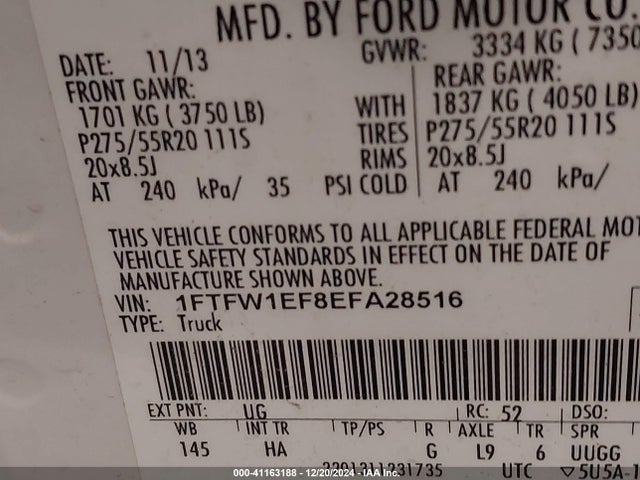 Ford F-150 Lariat 2014 1FTFW1EF8EFA28516 Image 9
