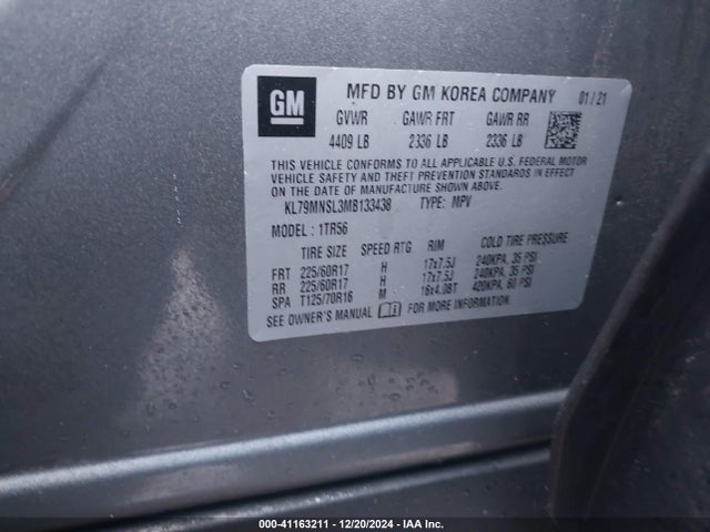 Chevrolet Trailblazer Awd Ls 2021 KL79MNSL3MB133438 Image 9