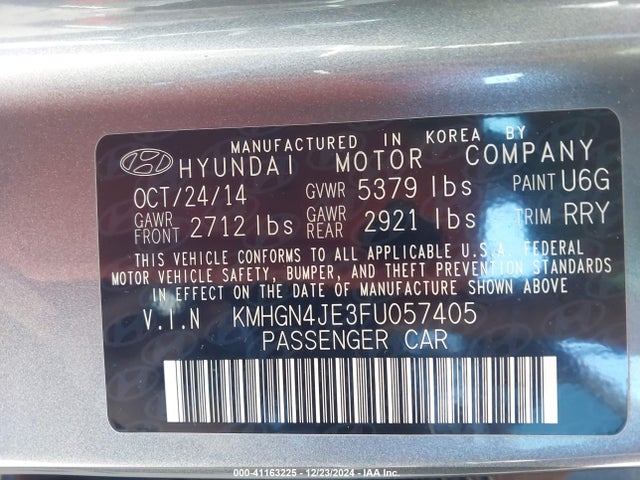 Hyundai Genesis 3.8 2015 KMHGN4JE3FU057405 Image 9