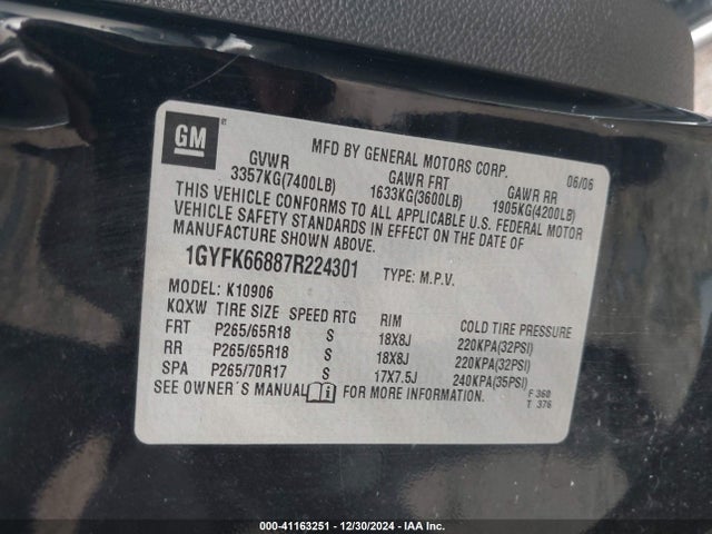 2007 CADILLAC ESCALADE ESV 1GYFK66887R224301 Photo 8