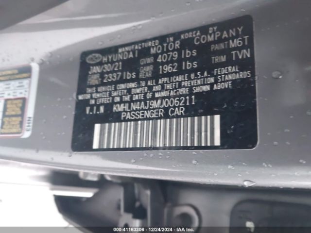 KMHLN4AJ9MU006211 Hyundai Elantra Hybrid Limited
